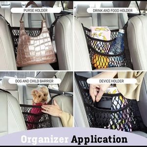 The Purse Net Car Net Pocket Handbag Holder Between Seats w/4 Grocery Bag